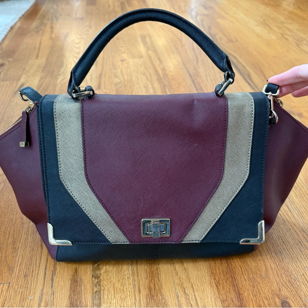 Calvin Klein Burgundy and Black Satchel